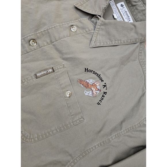 Columbia Shooting Hunting Shirt Olive Green Orange Button Down Size Large - Picture 4 of 11